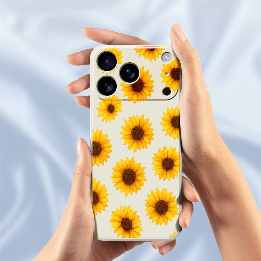 For iPhone 17 Pro Max Case Sunflowers Pattern Printing Straight Edge TPU Phone Back Cover - Purple