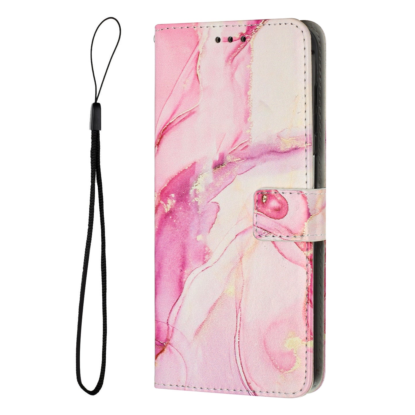 For iPhone 17 Pro Max Stand Case Marble Pattern PU Leather Wallet Phone Cover - Rose Gold