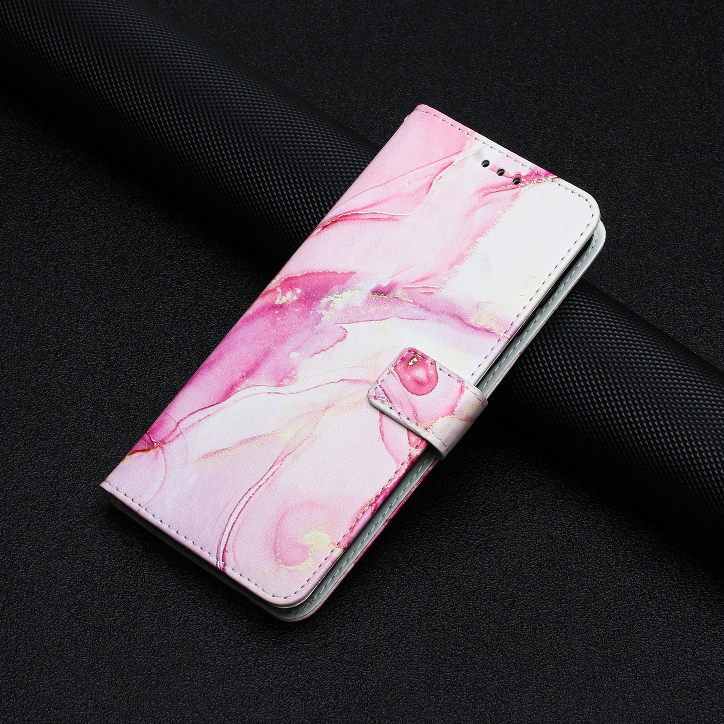 For iPhone 17 Pro Max Stand Case Marble Pattern PU Leather Wallet Phone Cover - Rose Gold
