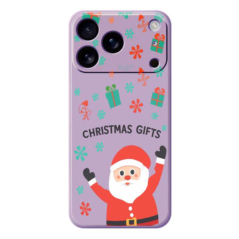 For iPhone 17 Pro Max Case Christmas Gifts Pattern Printing Straight Edge TPU Phone Back Cover - Purple