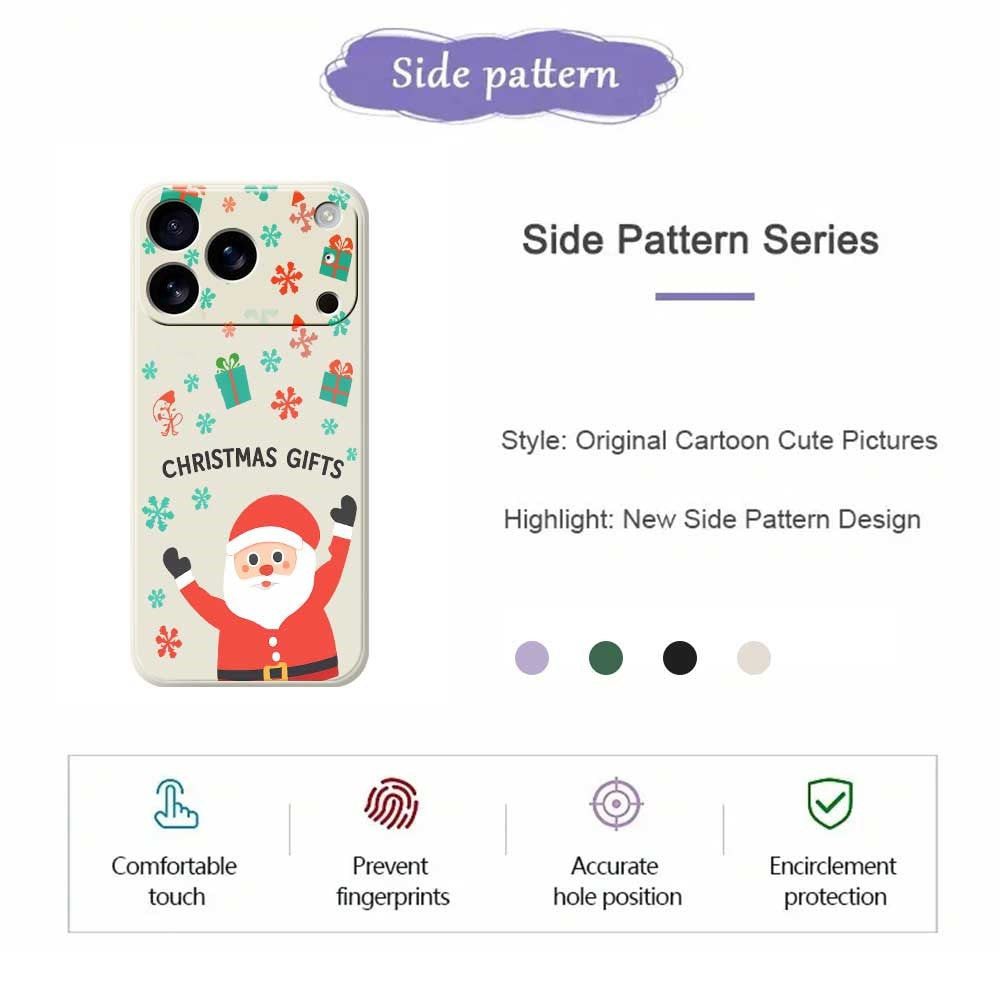 For iPhone 17 Pro Max Case Christmas Gifts Pattern Printing Straight Edge TPU Phone Back Cover - Purple