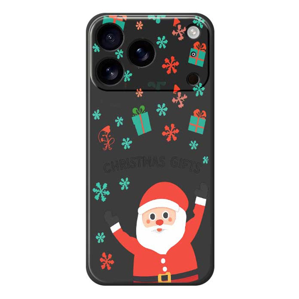 For iPhone 17 Pro Max Case Christmas Gifts Pattern Printing Straight Edge TPU Phone Back Cover - Black