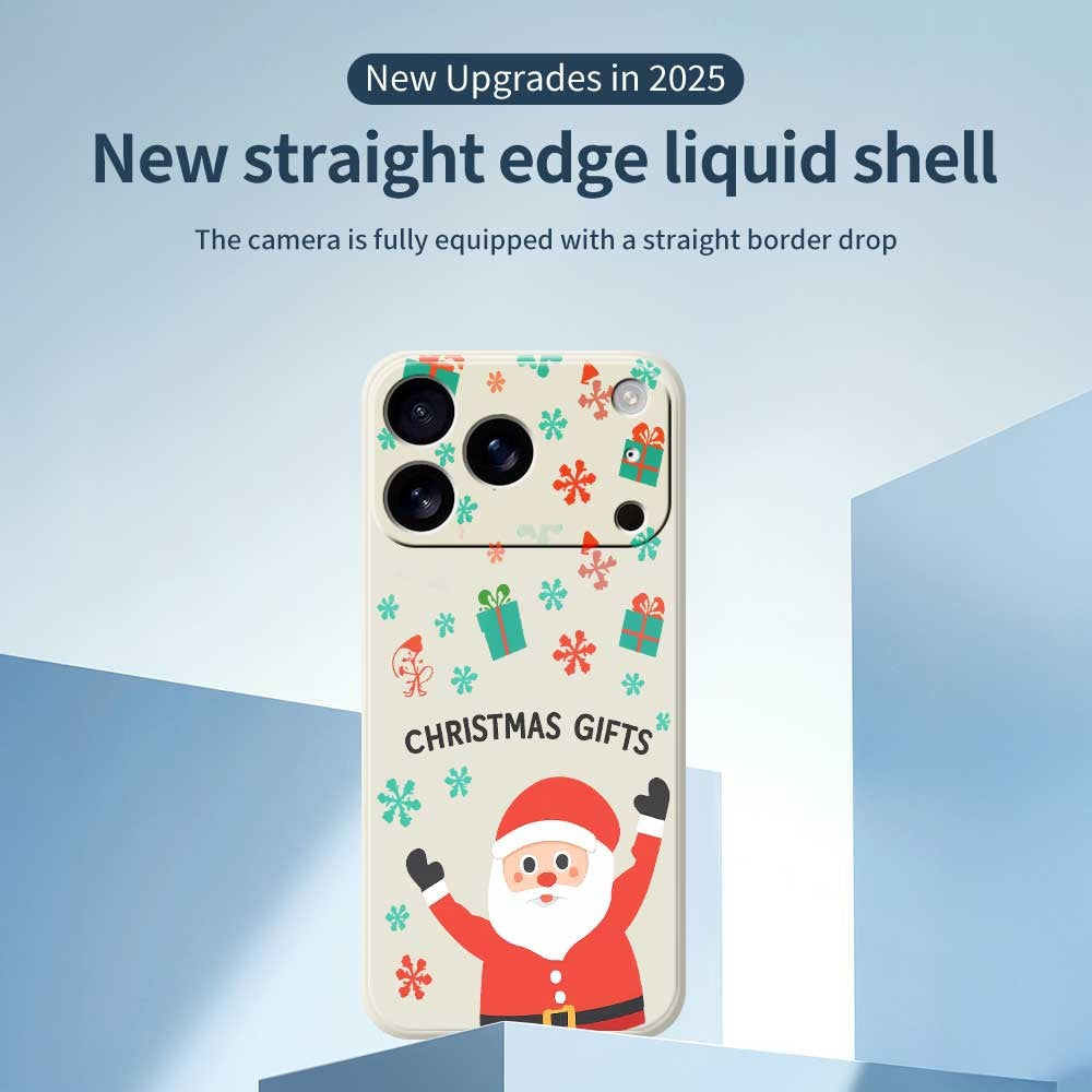 For iPhone 17 Pro Max Case Christmas Gifts Pattern Printing Straight Edge TPU Phone Back Cover - Black