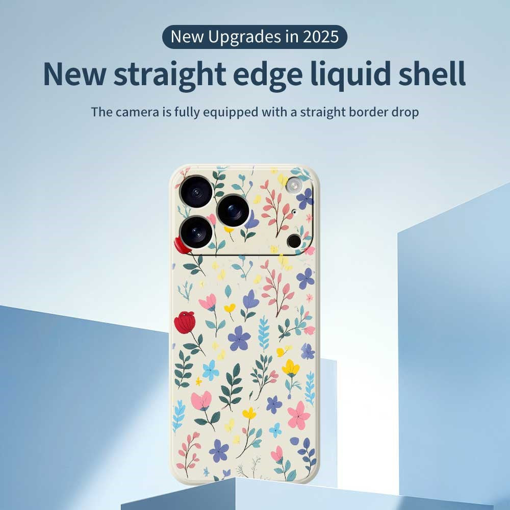 For iPhone 17 Pro Max Case Colorful Flower Branches Pattern Printing Straight Edge TPU Phone Back Cover - Green