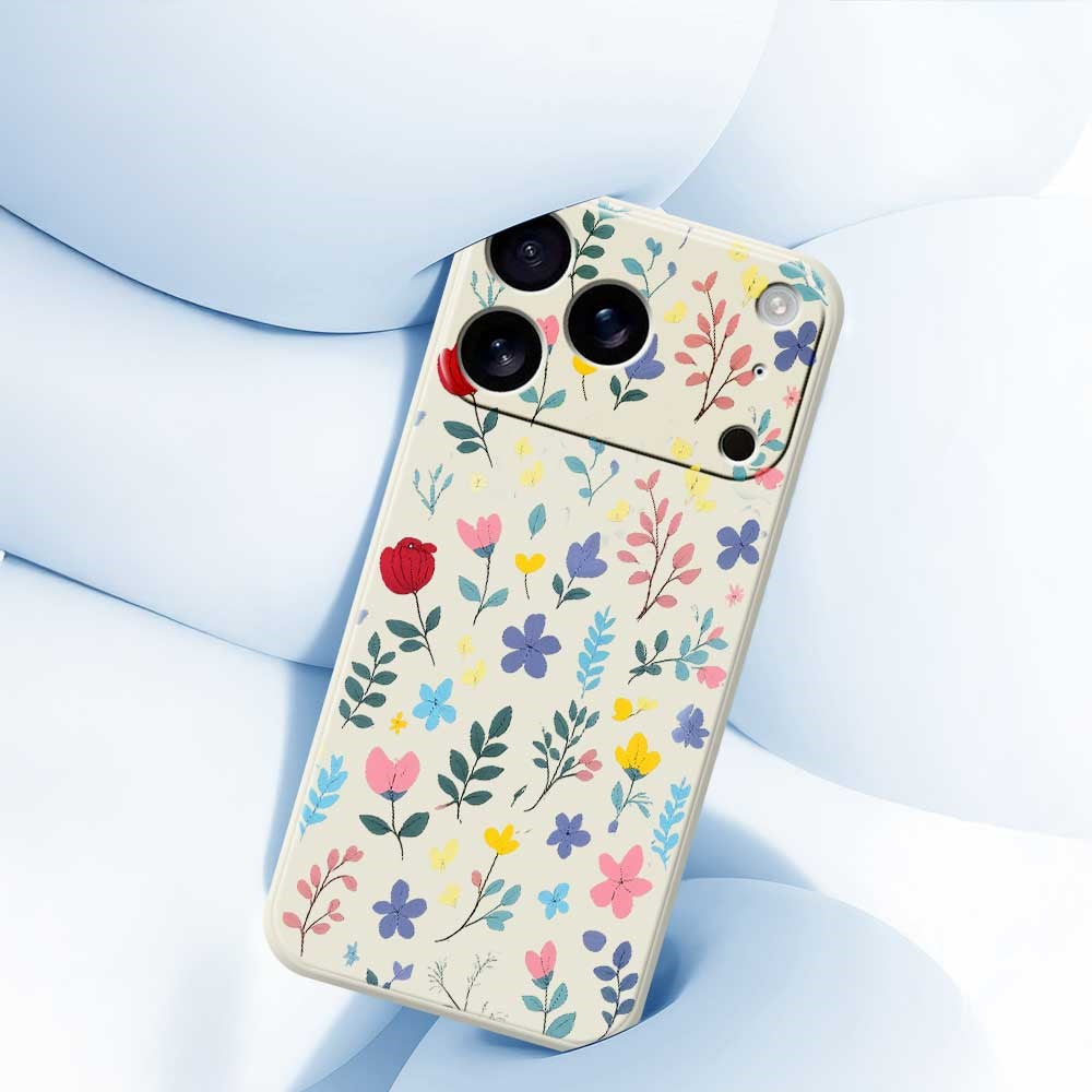 For iPhone 17 Pro Max Case Colorful Flower Branches Pattern Printing Straight Edge TPU Phone Back Cover - Black