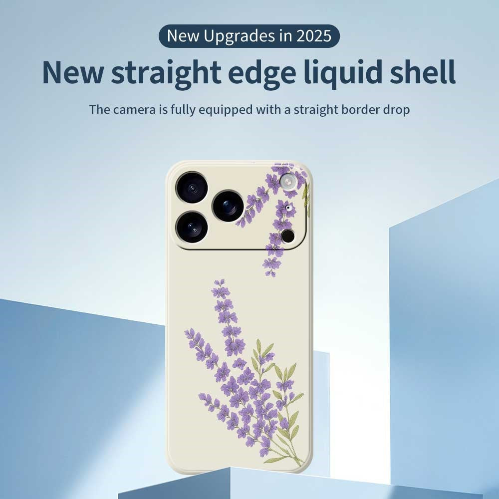 For iPhone 17 Pro Max Case Lavender Pattern Printing Straight Edge TPU Phone Back Cover - Green