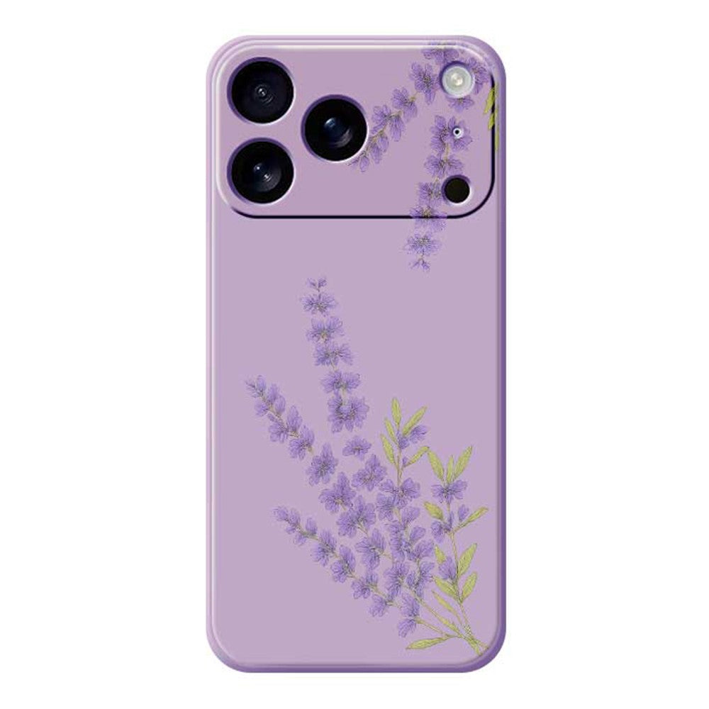 For iPhone 17 Pro Max Case Lavender Pattern Printing Straight Edge TPU Phone Back Cover - Purple