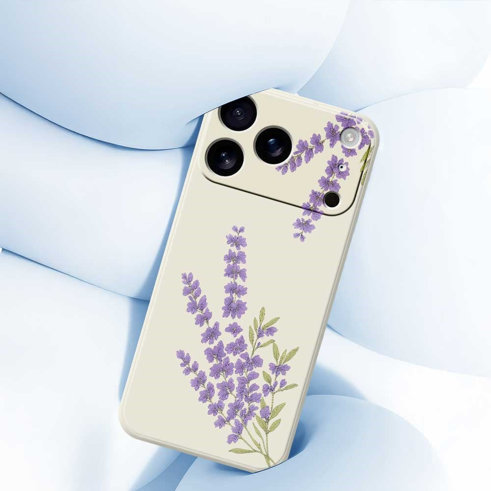 For iPhone 17 Pro Max Case Lavender Pattern Printing Straight Edge TPU Phone Back Cover - Purple