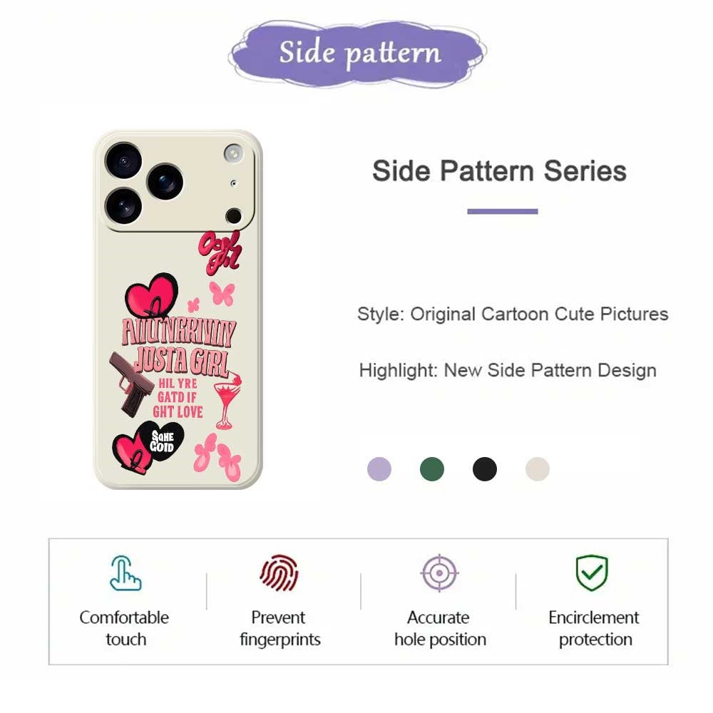 For iPhone 17 Pro Max Case Pink Elements Pattern Printing Straight Edge TPU Phone Back Cover - Black