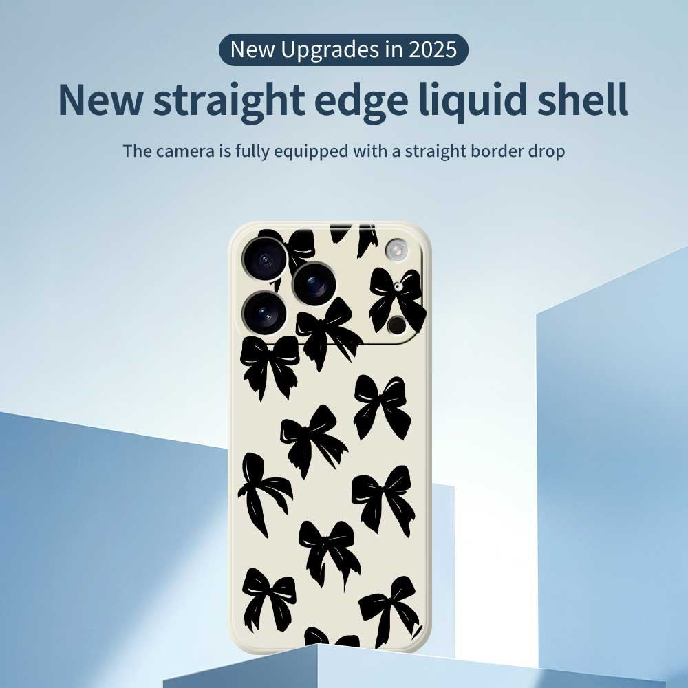 For iPhone 17 Pro Max Case Black Bow Pattern Printing Straight Edge TPU Phone Back Cover - Black