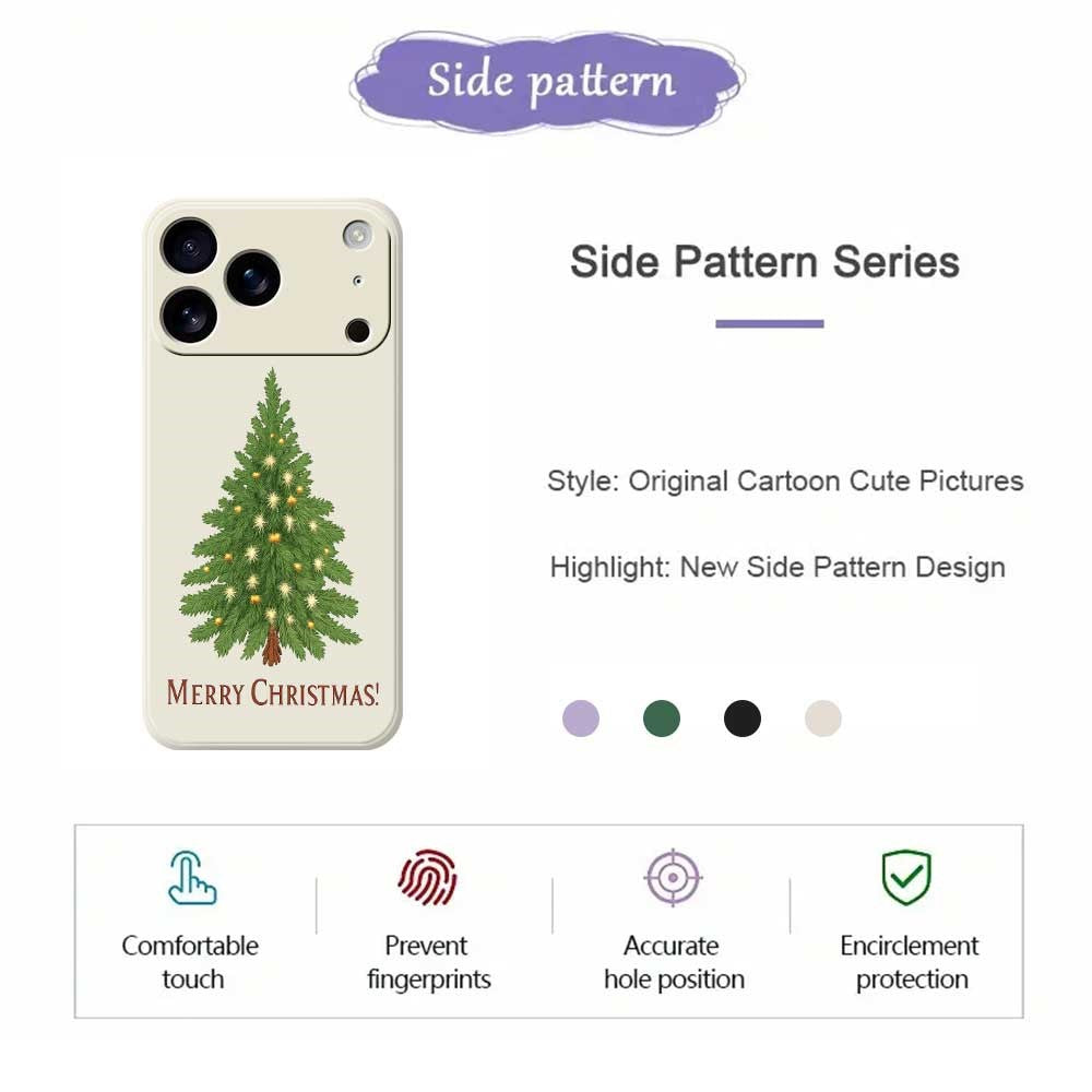 For iPhone 17 Pro Max Case Christmas Tree Pattern Printing Straight Edge TPU Phone Back Cover - Purple