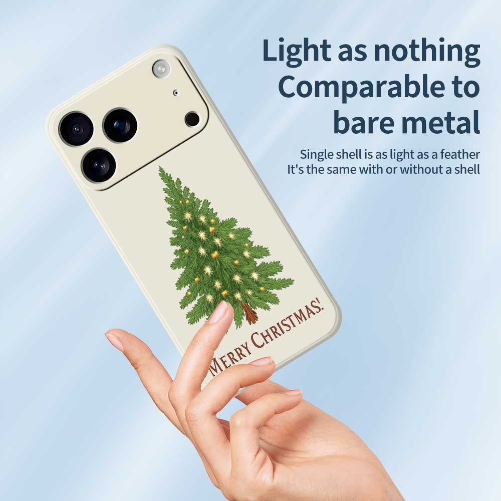 For iPhone 17 Pro Max Case Christmas Tree Pattern Printing Straight Edge TPU Phone Back Cover - Purple