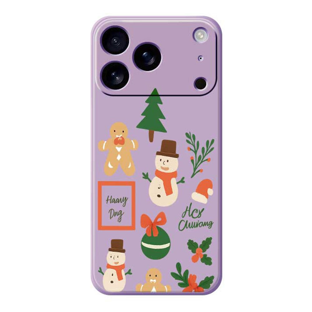 For iPhone 17 Pro Max Case Christmas Snowman Pattern Printing Straight Edge TPU Phone Back Cover - Purple