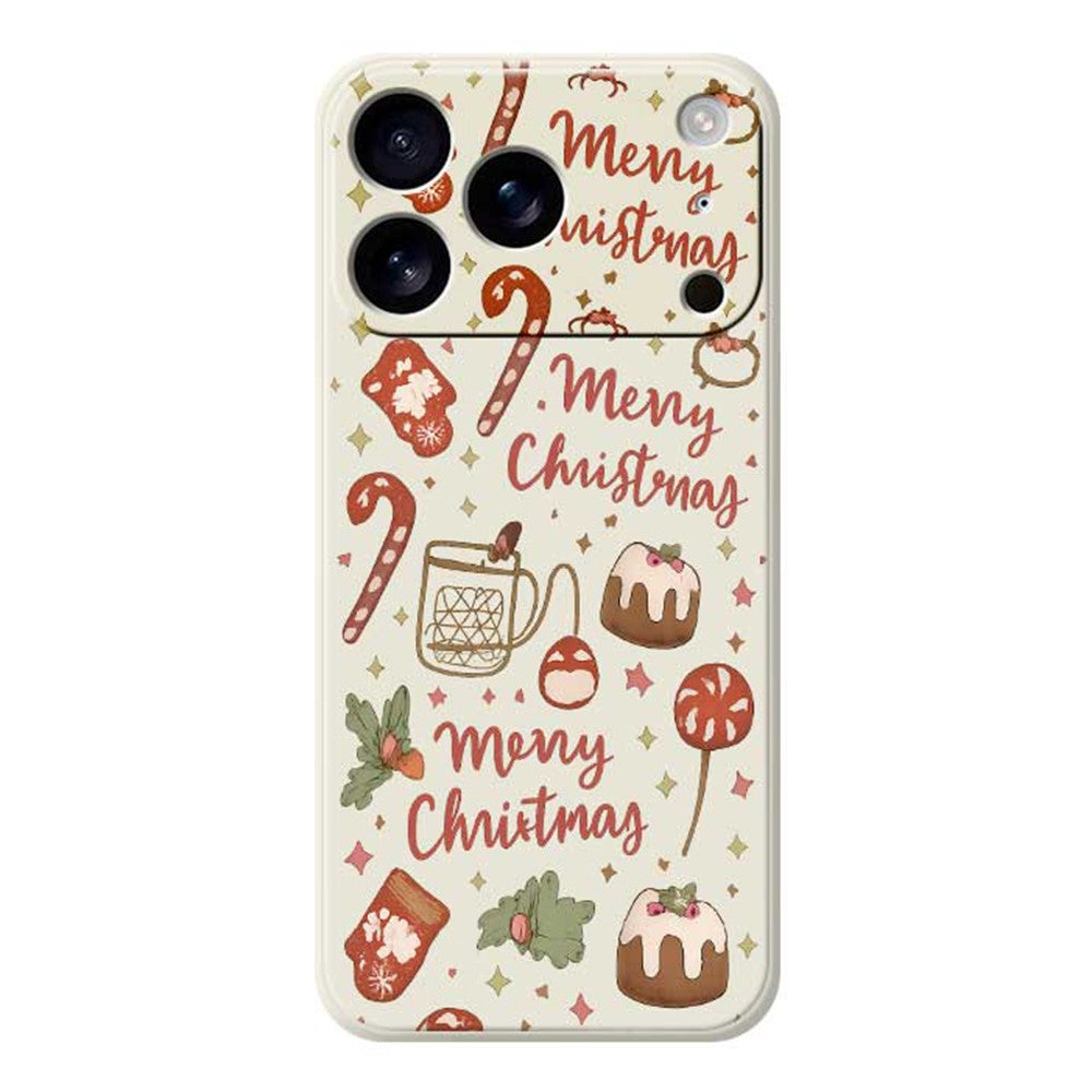 For iPhone 17 Pro Max Case Merry Christmas Pattern Printing Straight Edge TPU Phone Back Cover - Beige