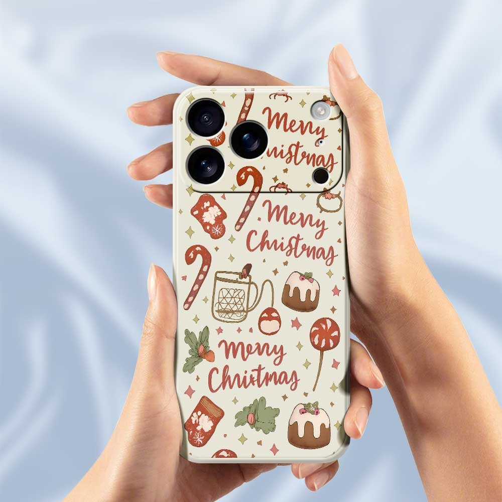 For iPhone 17 Pro Max Case Merry Christmas Pattern Printing Straight Edge TPU Phone Back Cover - Beige