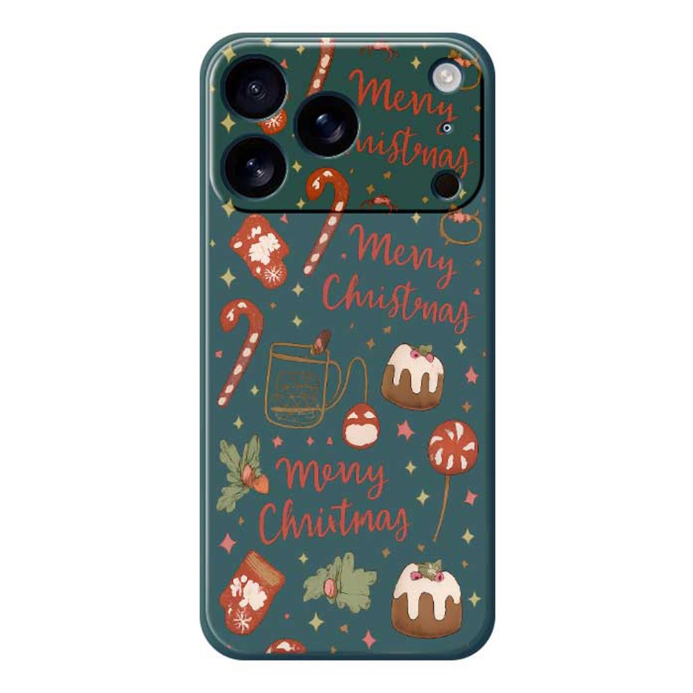 For iPhone 17 Pro Max Case Merry Christmas Pattern Printing Straight Edge TPU Phone Back Cover - Green