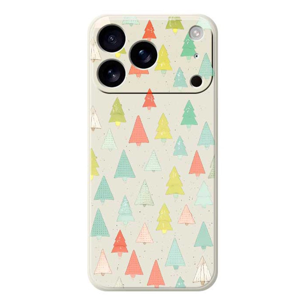 For iPhone 17 Pro Max Case Colorful Trees Pattern Printing Straight Edge TPU Phone Back Cover - Beige