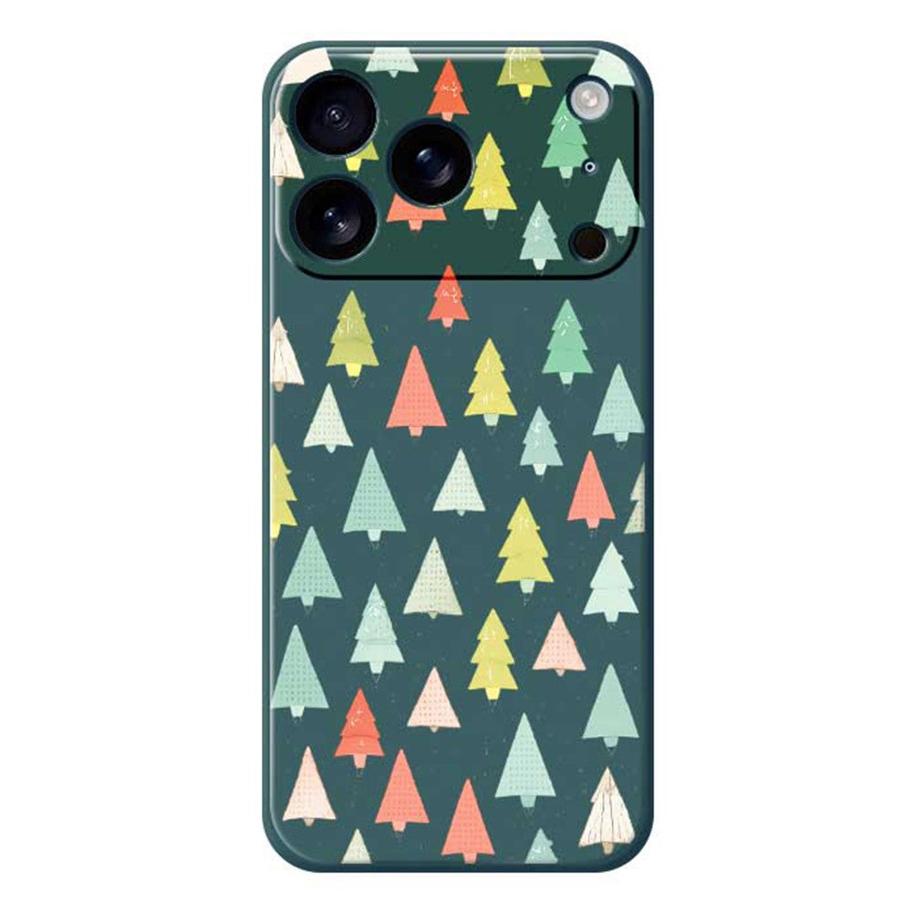 For iPhone 17 Pro Max Case Colorful Trees Pattern Printing Straight Edge TPU Phone Back Cover - Green