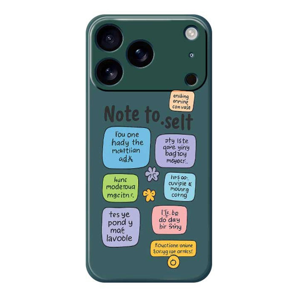 For iPhone 17 Pro Max Case Colored Sticky Notes Pattern Printing Straight Edge TPU Phone Back Cover - Green