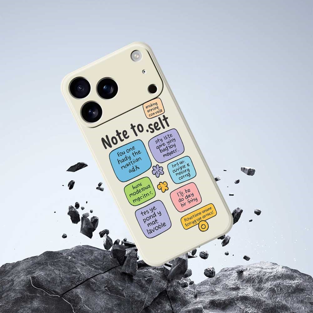 For iPhone 17 Pro Max Case Colored Sticky Notes Pattern Printing Straight Edge TPU Phone Back Cover - Green