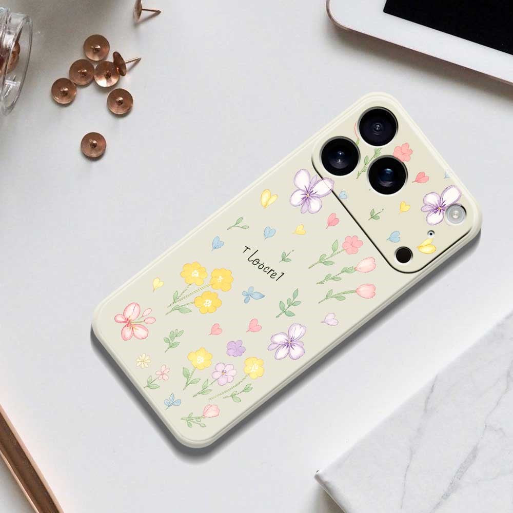 For iPhone 17 Pro Max Case Small Flowers Pattern Printing Straight Edge TPU Phone Back Cover - Purple