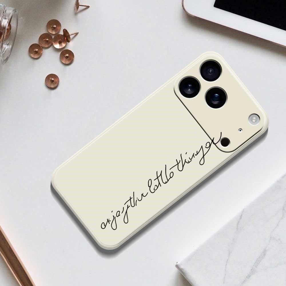 For iPhone 17 Pro Max Case WordArt Pattern Printing Straight Edge TPU Phone Back Cover - Beige