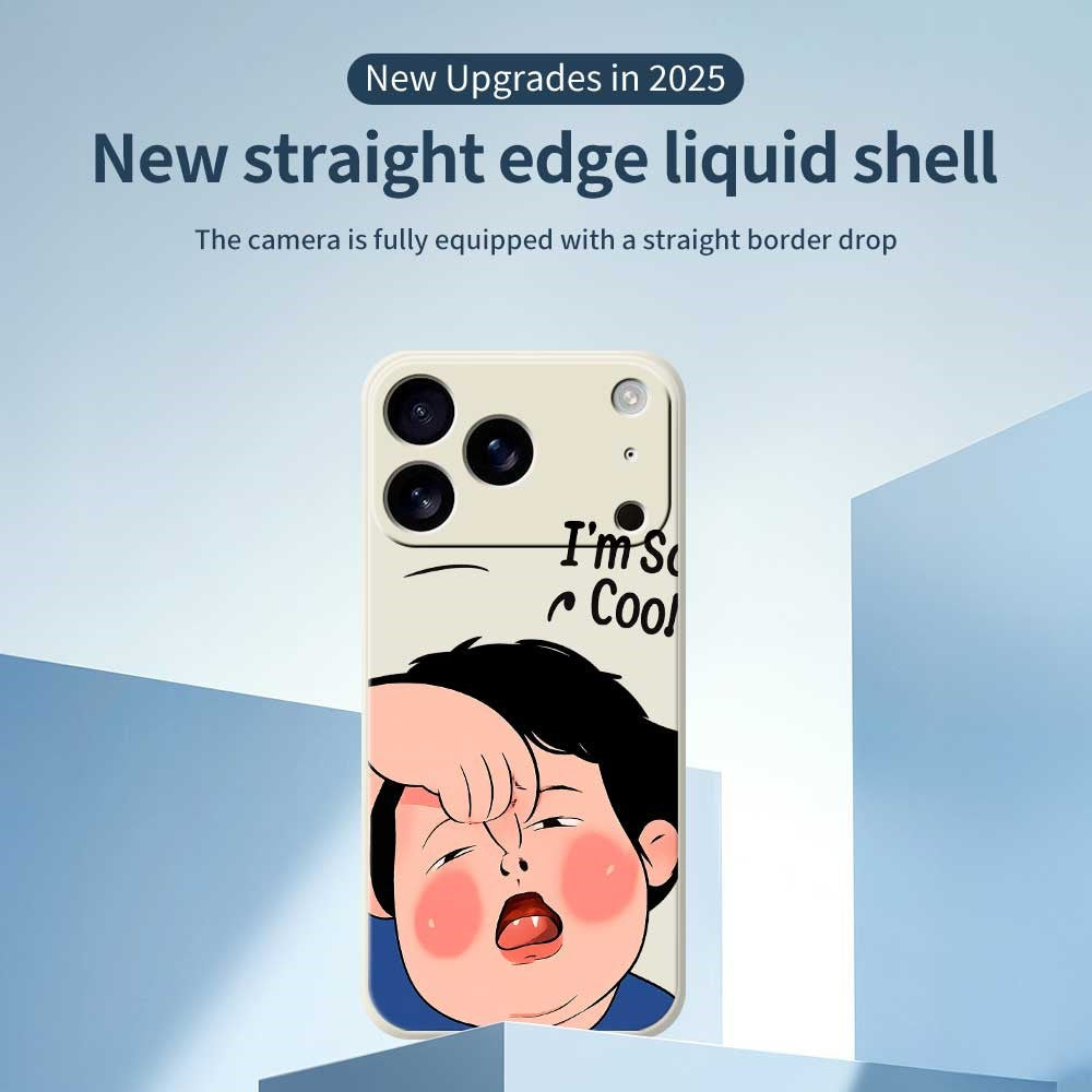 For iPhone 17 Pro Max Case Make Faces Kid Pattern Printing Straight Edge TPU Phone Back Cover - Black