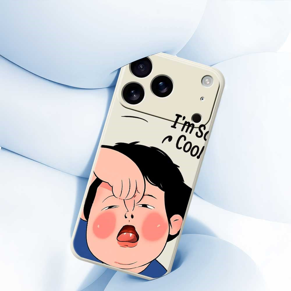 For iPhone 17 Pro Max Case Make Faces Kid Pattern Printing Straight Edge TPU Phone Back Cover - Black