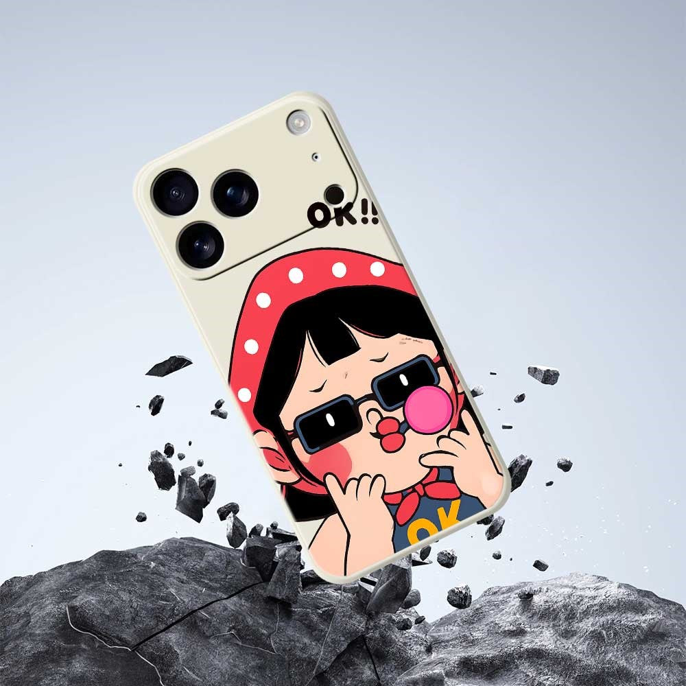 For iPhone 17 Pro Max Case Cute Kid Pattern Printing Straight Edge TPU Phone Back Cover - Black