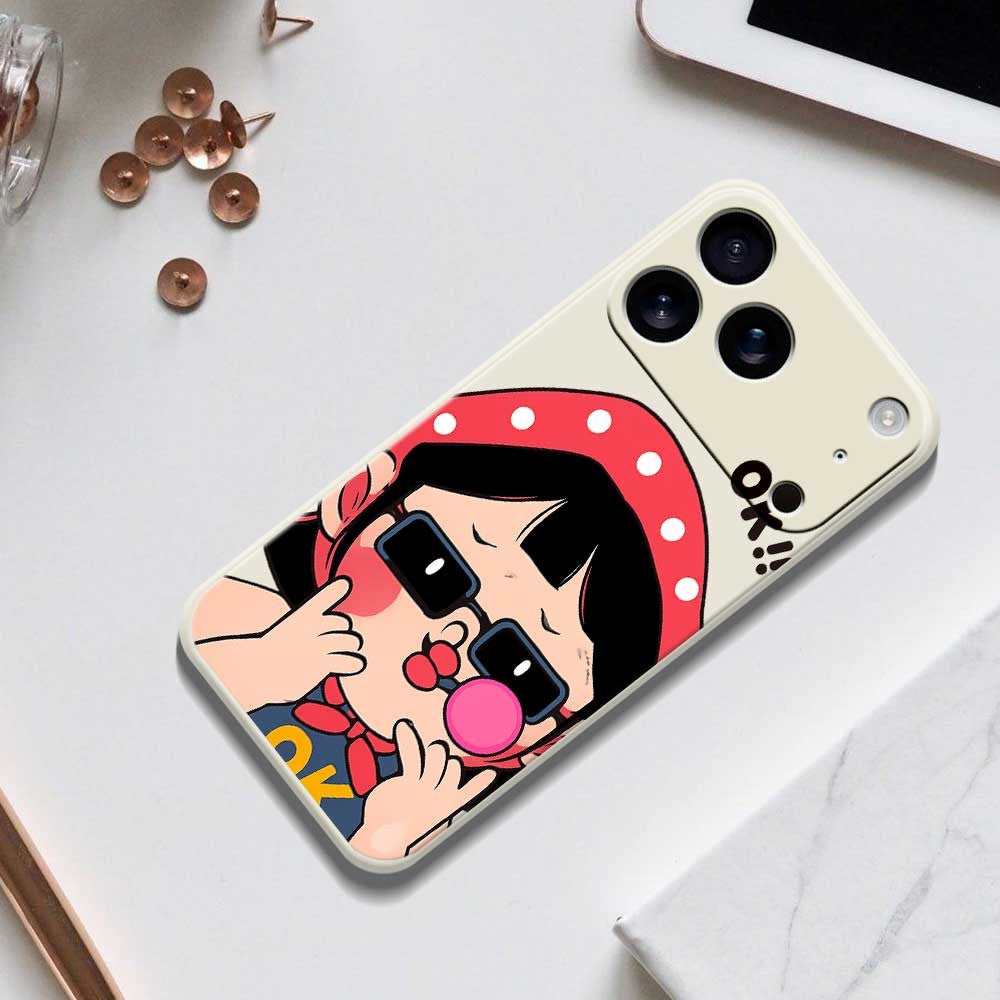 For iPhone 17 Pro Max Case Cute Kid Pattern Printing Straight Edge TPU Phone Back Cover - Purple