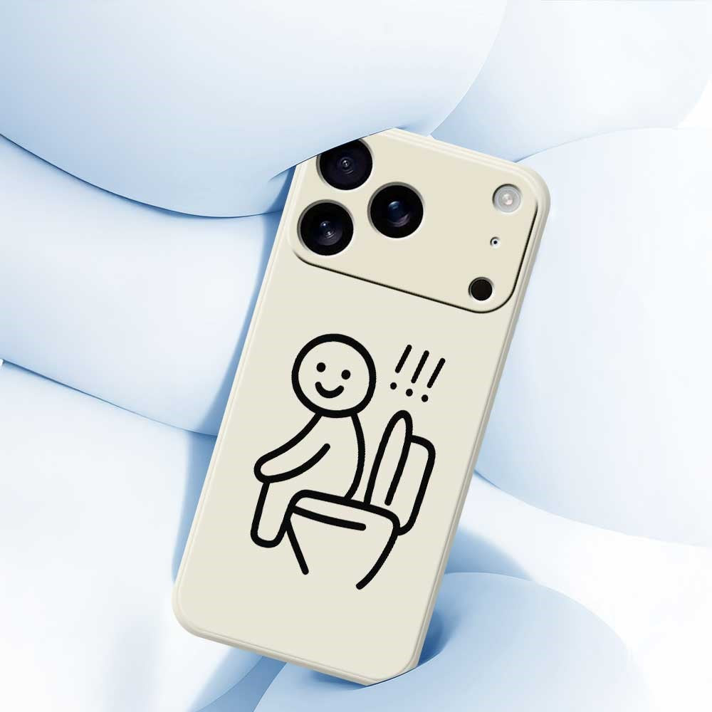 For iPhone 17 Pro Max Case Stickman Toilet Pattern Printing Straight Edge TPU Phone Back Cover - Black