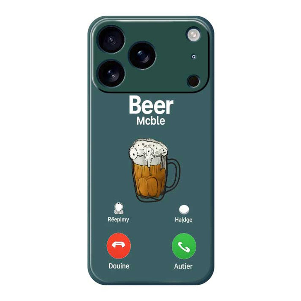 For iPhone 17 Pro Max Case Beer Pattern Printing Straight Edge TPU Phone Back Cover - Green