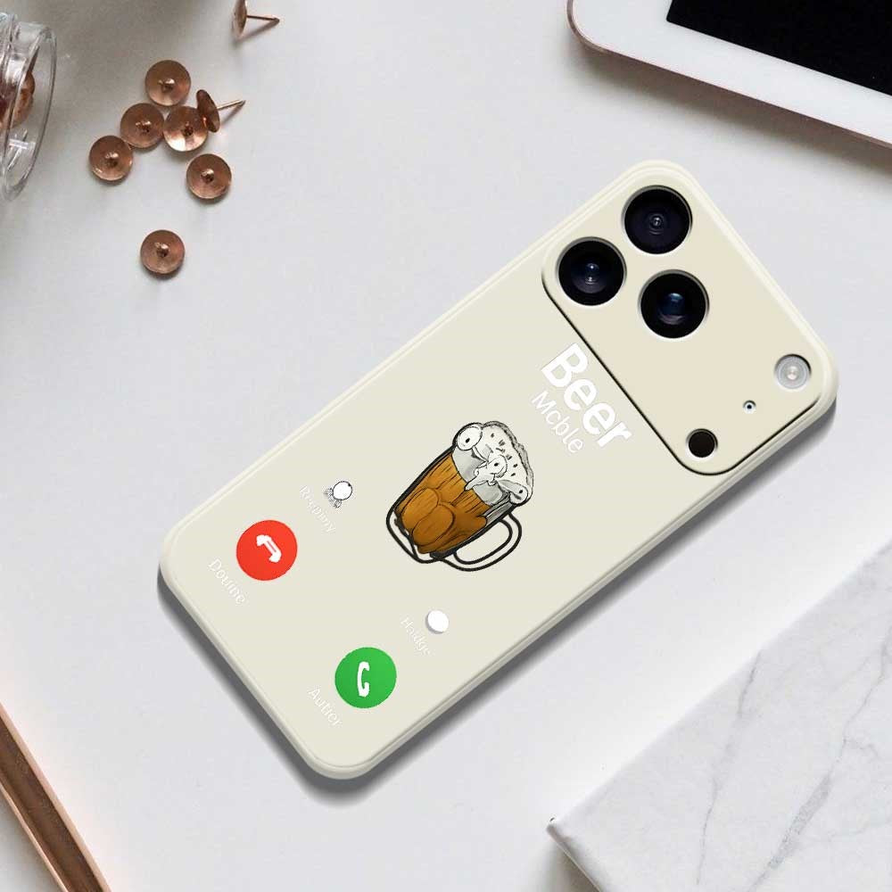 For iPhone 17 Pro Max Case Beer Pattern Printing Straight Edge TPU Phone Back Cover - Green