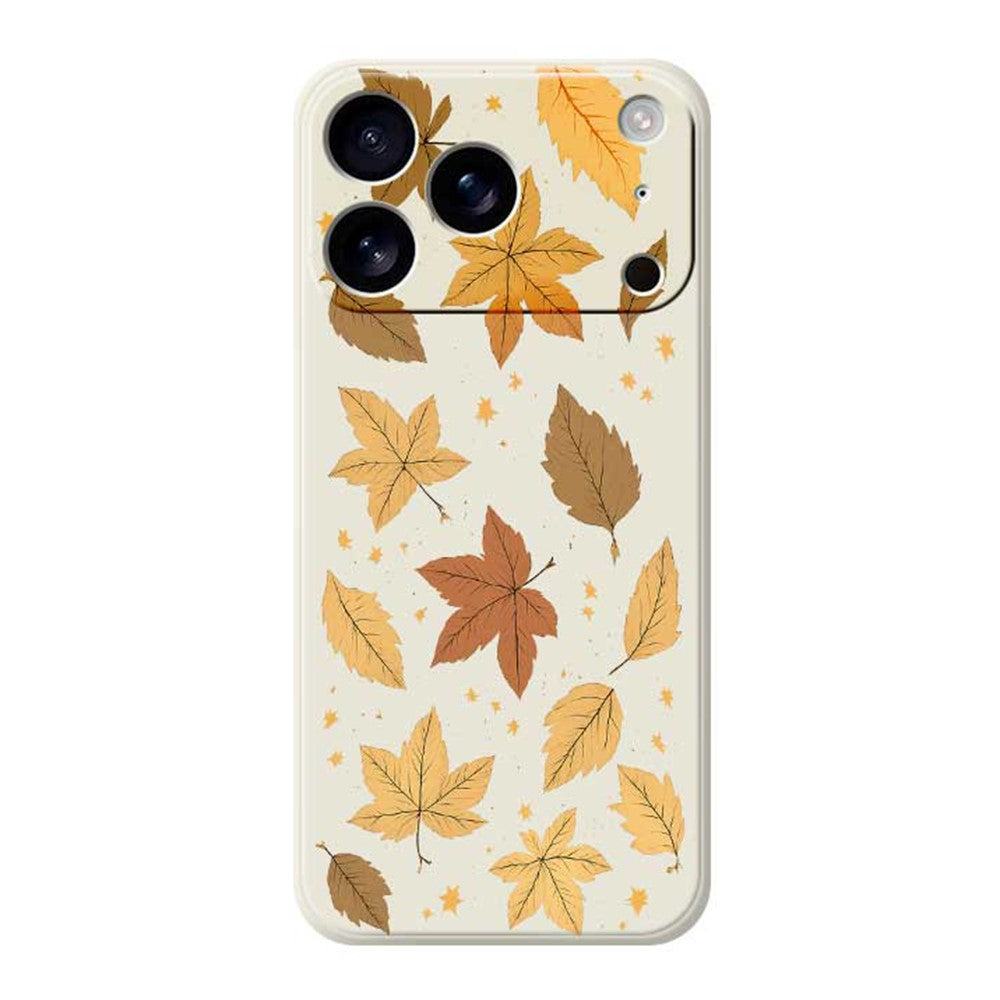 For iPhone 17 Pro Max Case Maple Leaves Pattern Printing Straight Edge TPU Phone Back Cover - Beige