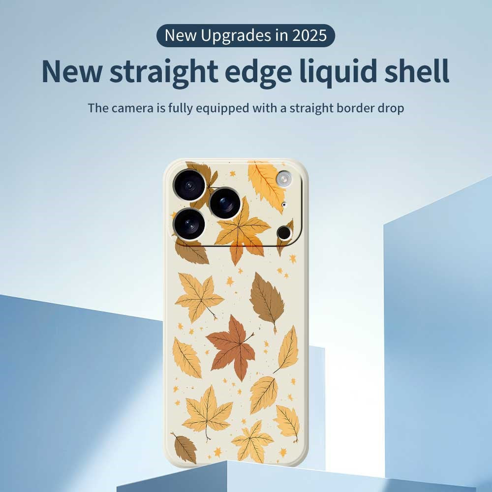 For iPhone 17 Pro Max Case Maple Leaves Pattern Printing Straight Edge TPU Phone Back Cover - Beige