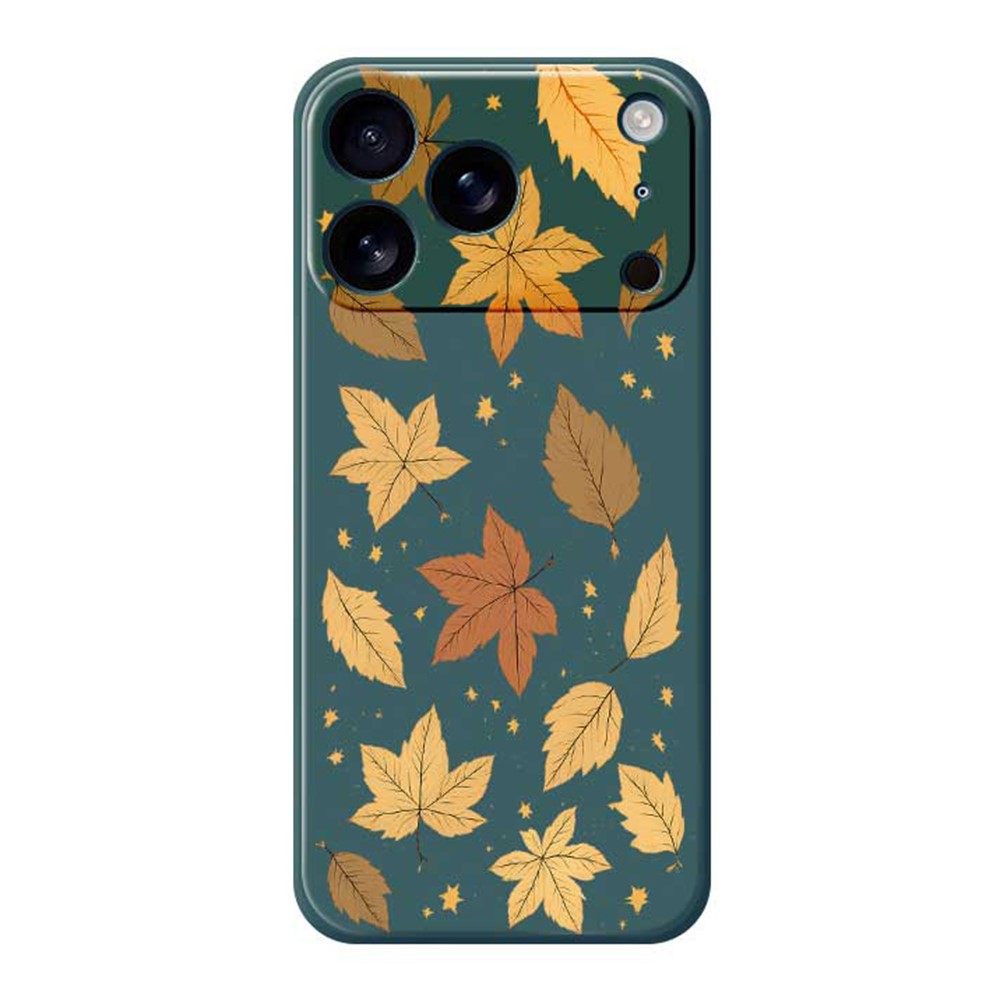 For iPhone 17 Pro Max Case Maple Leaves Pattern Printing Straight Edge TPU Phone Back Cover - Green