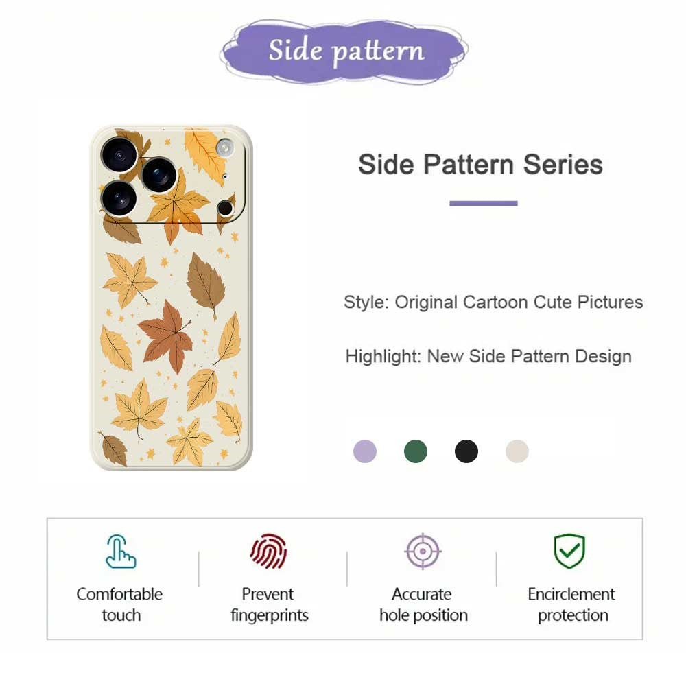 For iPhone 17 Pro Max Case Maple Leaves Pattern Printing Straight Edge TPU Phone Back Cover - Purple