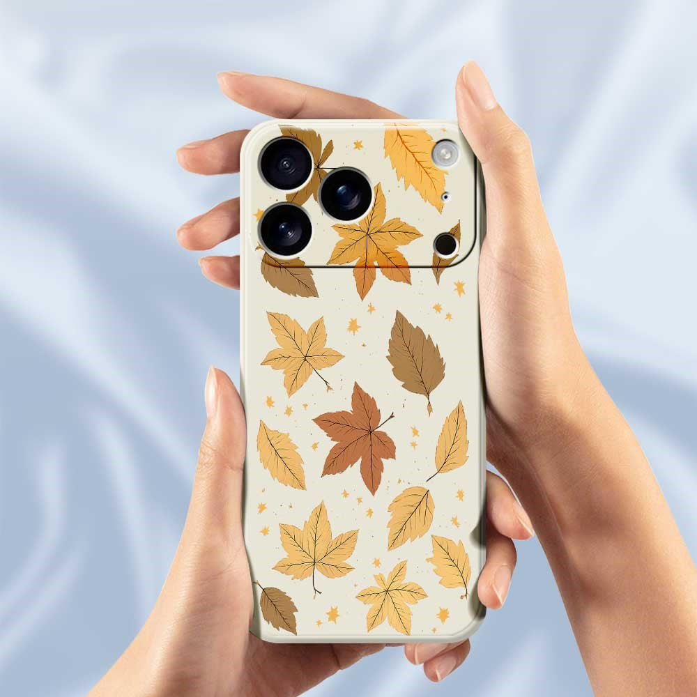 For iPhone 17 Pro Max Case Maple Leaves Pattern Printing Straight Edge TPU Phone Back Cover - Purple