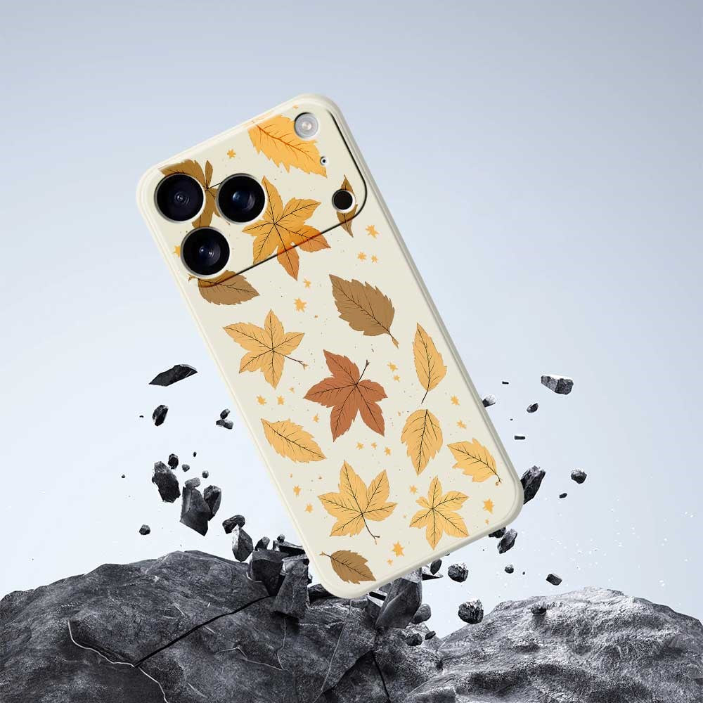For iPhone 17 Pro Max Case Maple Leaves Pattern Printing Straight Edge TPU Phone Back Cover - Purple