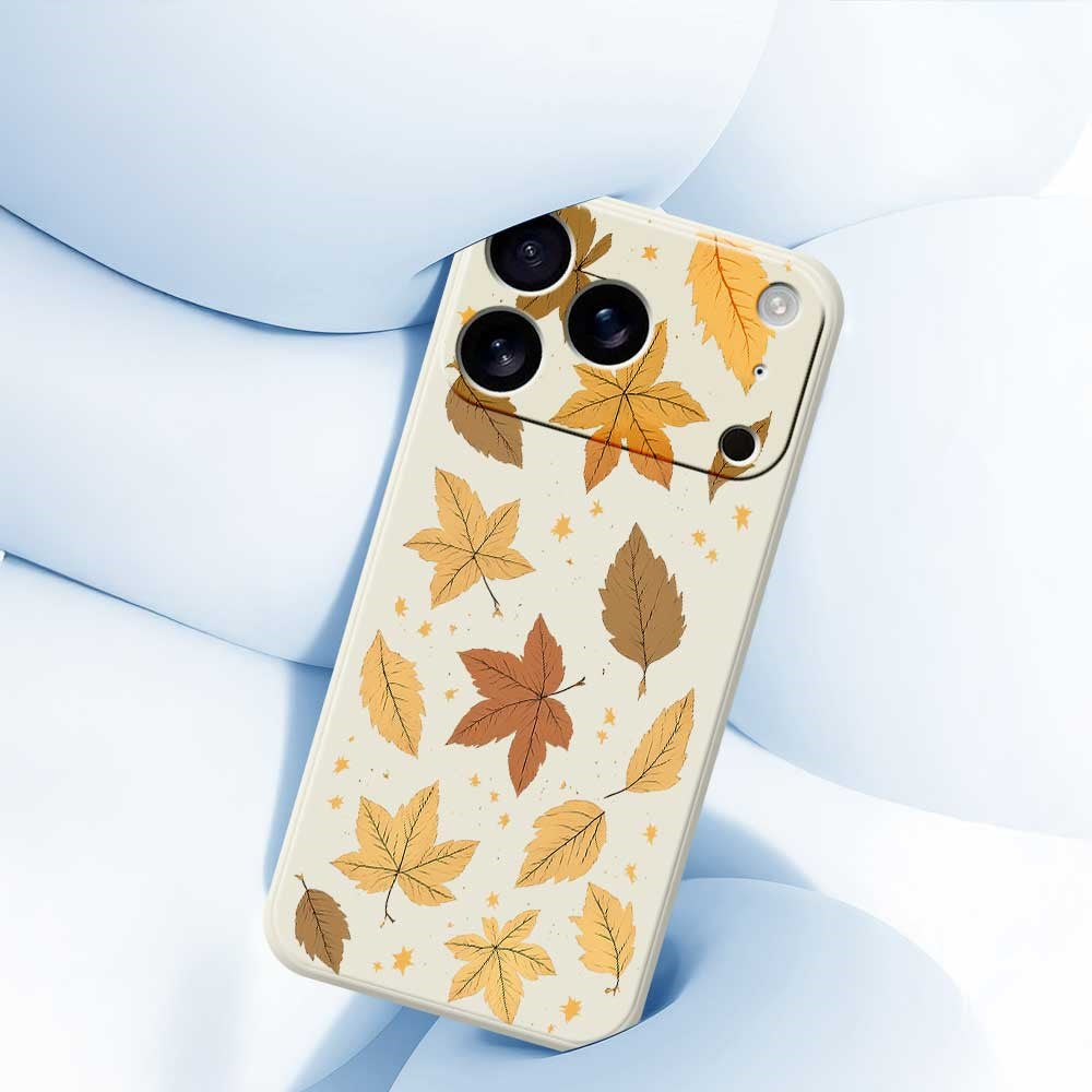 For iPhone 17 Pro Max Case Maple Leaves Pattern Printing Straight Edge TPU Phone Back Cover - Black