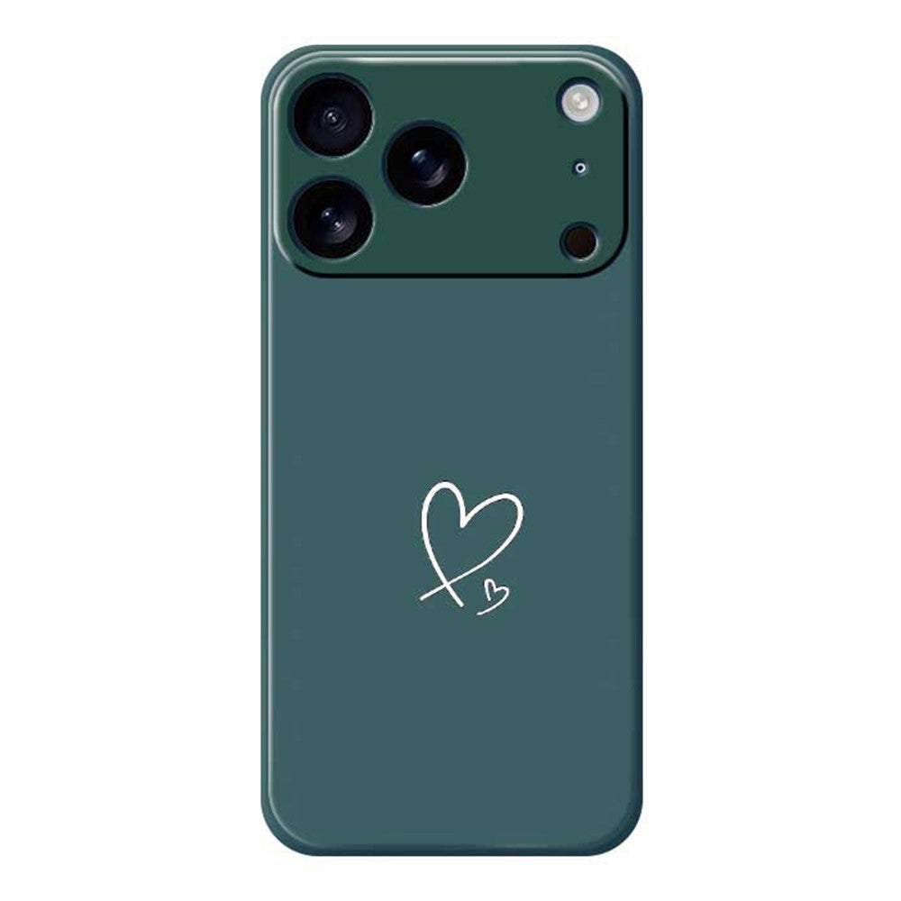 For iPhone 17 Pro Max Case White Love Pattern Printing Straight Edge TPU Phone Back Cover - Green