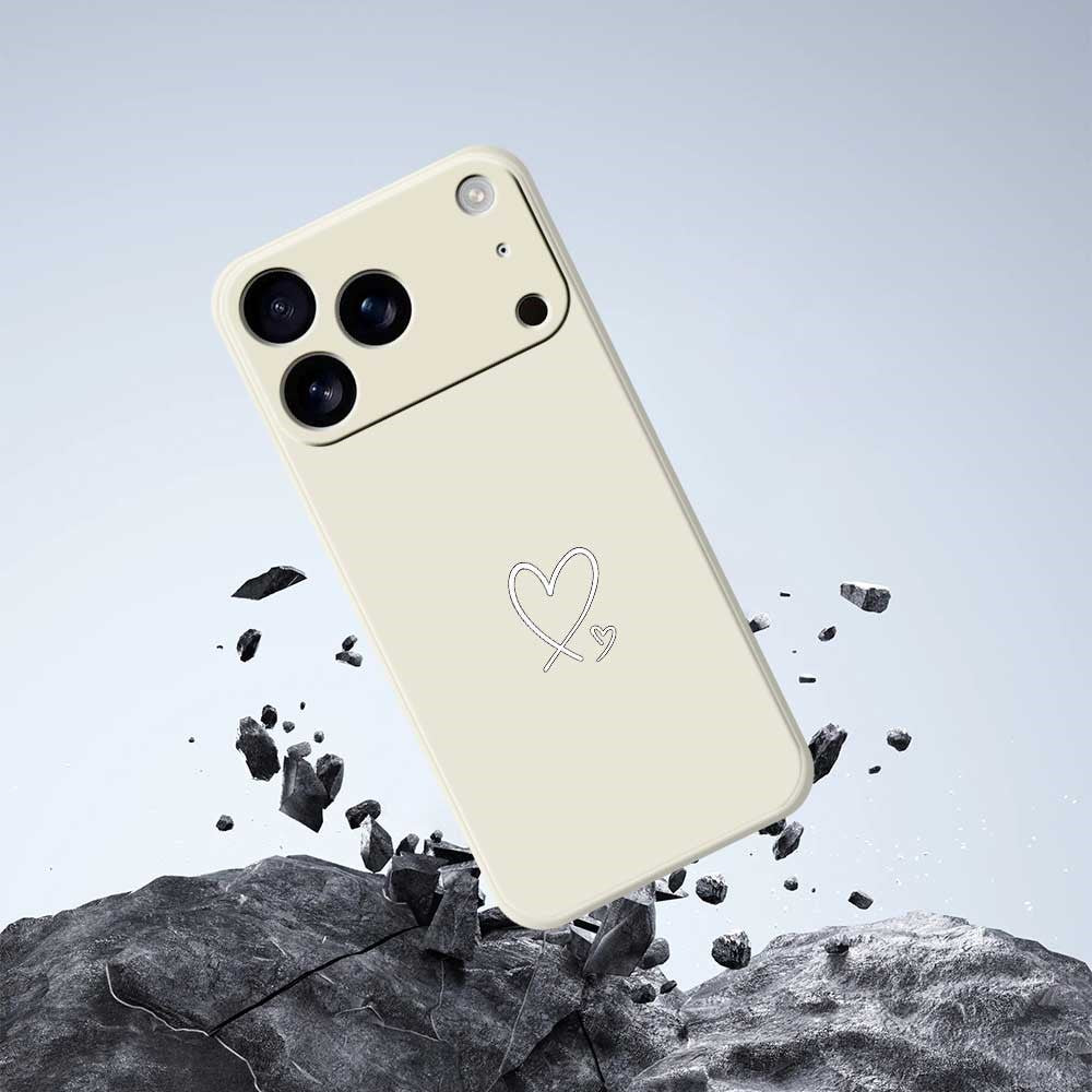 For iPhone 17 Pro Max Case White Love Pattern Printing Straight Edge TPU Phone Back Cover - Green