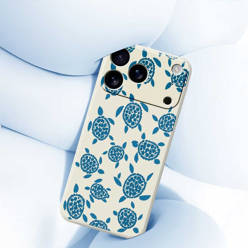 For iPhone 17 Pro Max Case Blue Turtle Pattern Printing Straight Edge TPU Phone Back Cover - Green