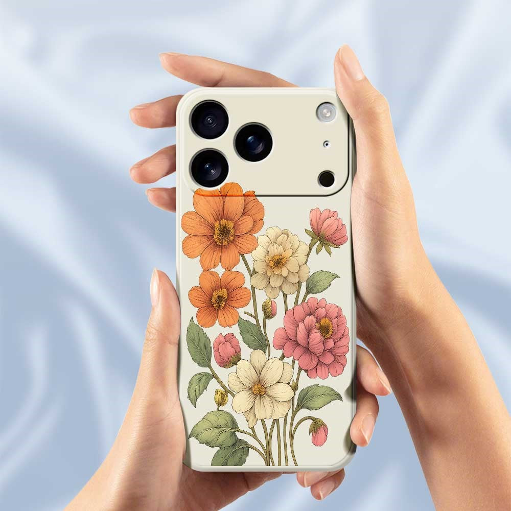 For iPhone 17 Pro Max Case Beautiful Flowers Pattern Printing Straight Edge TPU Phone Back Cover - Purple