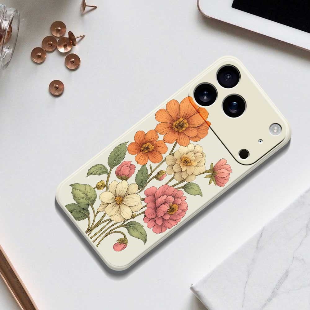 For iPhone 17 Pro Max Case Beautiful Flowers Pattern Printing Straight Edge TPU Phone Back Cover - Purple