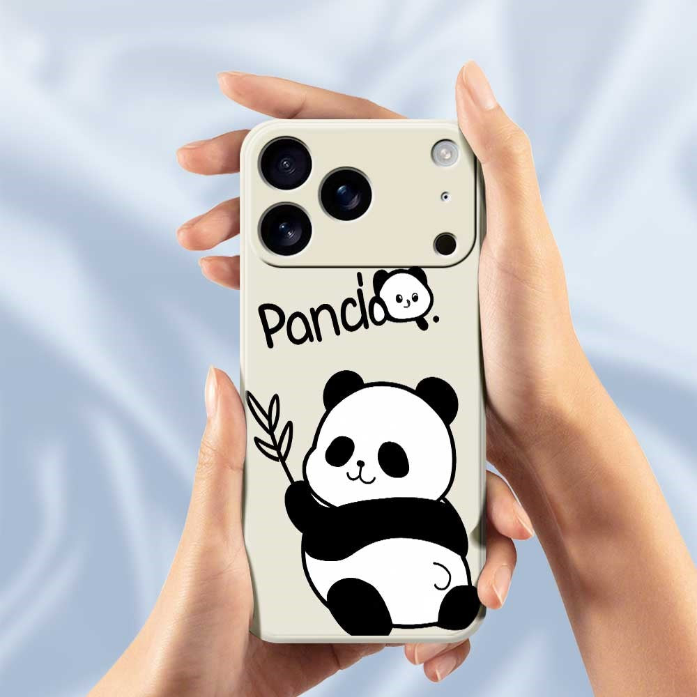 For iPhone 17 Pro Max Case Panda Pattern Printing Straight Edge TPU Phone Back Cover - Purple