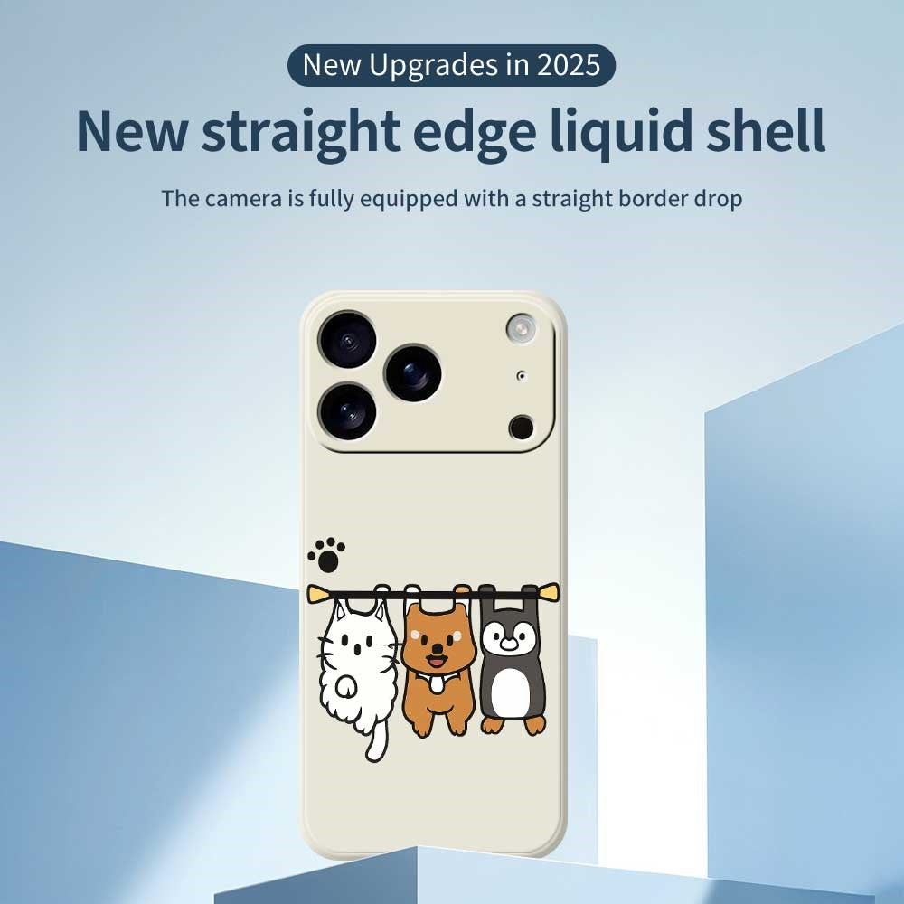 For iPhone 17 Pro Max Case Three Animal Dolls Pattern Printing Straight Edge TPU Phone Back Cover - Green