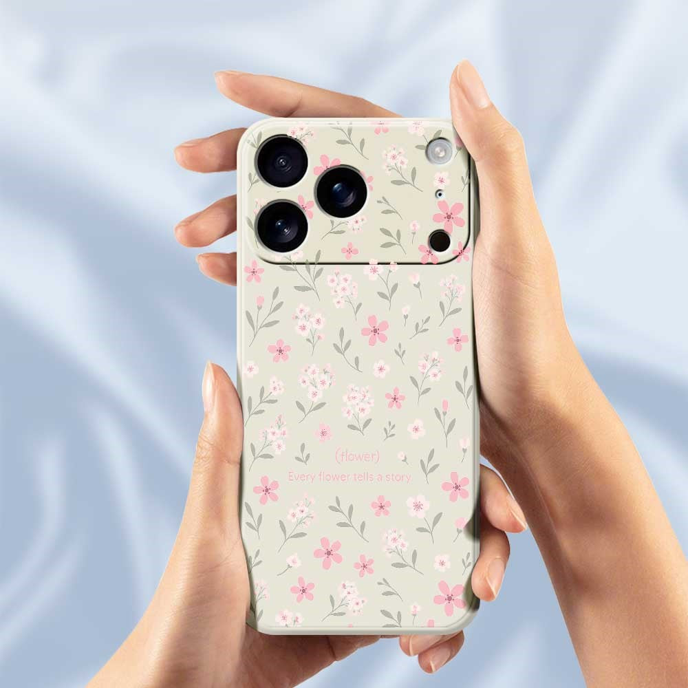 For iPhone 17 Pro Max Case Small Flower Pattern Printing Straight Edge TPU Phone Back Cover - Beige