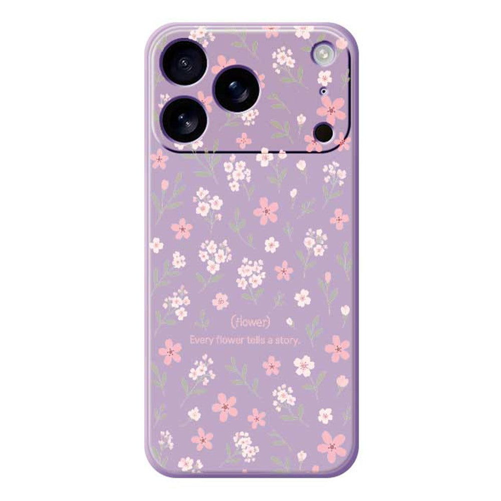 For iPhone 17 Pro Max Case Small Flower Pattern Printing Straight Edge TPU Phone Back Cover - Purple