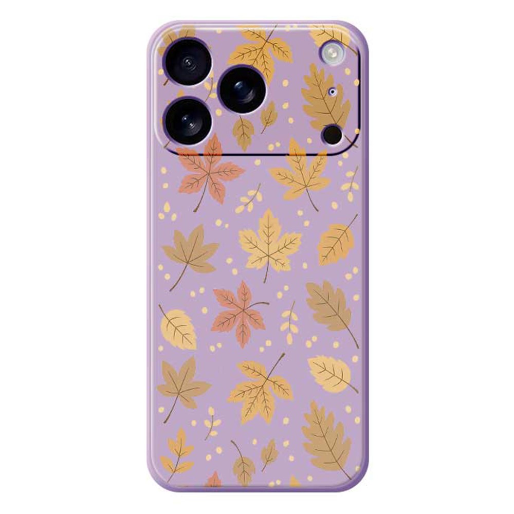 For iPhone 17 Pro Max Case Leaves Pattern Printing Straight Edge TPU Phone Back Cover - Purple